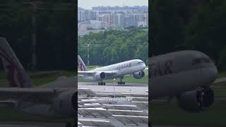 QATAR AIRWAYS A350900 landing at Singapore Changi Airport shorts aviation youtubeshorts a350 [upl. by Arbrab516]