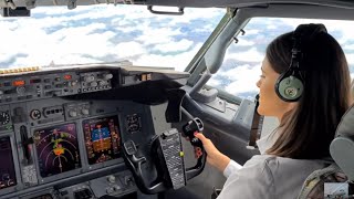 Beautiful Female Pilot Landing Her Boeing B737800  Cockpit View  GoPro [upl. by Scotty]