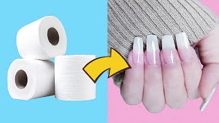 HOW TO MAKE FAKE NAILS FROM TOILET PAPER  Like Natural Nails and Waterproof No UV Lamb No Acrilic [upl. by Pedro]