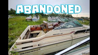 Exploring an Abandoned Luxury Boat Graveyard MILLIONS OF DOLLARS WORTH OF BOATS [upl. by Anihcak]