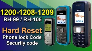 How to factory reset Nokia 1200  1208  1209 Unlock Security Code input Password Phone Lock Code [upl. by Anastasius679]