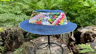 Sew Textile Scraps into Bucket Hat Beautiful Artsy Fabric Upcycled Liberty of London crazyquilt [upl. by Icat]