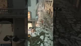 Massive hail flow at street in Seregno Italy [upl. by Delogu153]