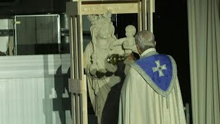 Blessing ceremony of statue at Paris landmark Notre Dame cathedral  AFP [upl. by Profant]