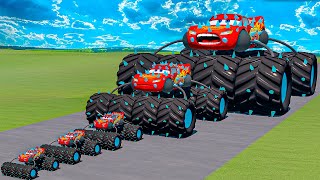 Big amp Small Long Bus Spiked Lightning McQueen Thorns vs Car Crasher Ships  BeamNGdrive [upl. by Fatma972]