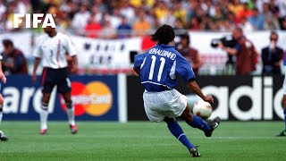 Ronaldinhos Free Kick Goal v England  2002 FIFA World Cup [upl. by Shelah273]