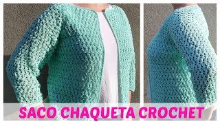 CÓMO TEJER SACO  CHAQUETA A CROCHET [upl. by Salohcim]