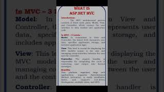 What is ASPNET MVC  Net MVC Framework dotnet aspnetmvc aspnetcore appdevelopment mvc [upl. by Eveivenej]