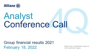 Allianz Financial Results 2021 Analyst Call [upl. by Pacifa]