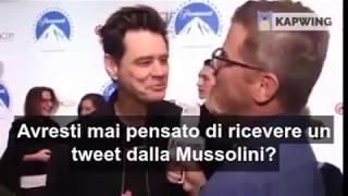 Jim Carrey risponde a Alessandra Mussolini sul Duce a testa in giù quotBasta rovesciare la vignettaquot [upl. by Anitniuq476]