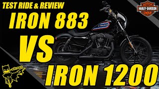 Iron 883 vs 1200  2020 Iron 1200 amp 2020 Softail Standard Test Ride amp Review [upl. by Adnilemre]