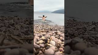 My dip into Loch Ness lake lochness lochnessmonster scotland [upl. by Nomannic65]