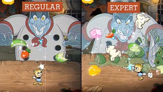 Cuphead DLC  Chef Saltbaker Regular vs Expert  Difficulty Comparison  Peashooter Only [upl. by Orth]