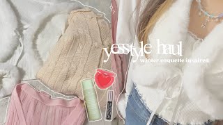 YESSTYLE HAUL ❄️🤍  coquette winter inspired clothing tryon  review  ☃️ [upl. by Genny]