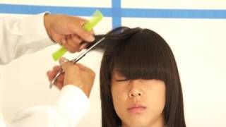 How to cut hair  long layer cut with Bangs 6 Inside OutVolume Control Thinning stroke cut [upl. by Darlene]