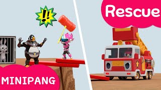 Learn colors with Miniforce  Minipang Rescue  Rescue animals from a cliff  MiniPang TV 3D Play [upl. by Laughry731]