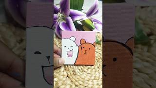 cute canvas printing।।🌸🐻‍❄️🐻mini canvas painting ।।🥰viralvideo craft artminicanvas [upl. by Cecilio24]