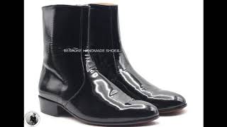 Handmade Mens Genuine Black Leather Zipper Ankle Dress and Formal Boots [upl. by Roma]