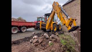 JCB 4CX Backhoe digging Teds Backyard out [upl. by Cerelly]