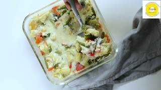 Baked Vegetable Au Gratin Recipe Video  Healthy Baked Vegetable Gratin [upl. by Weber]