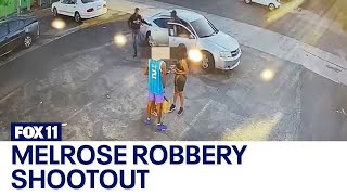 Victim opens fire on wouldbe robbers in Melrose shootout [upl. by Hnib9]