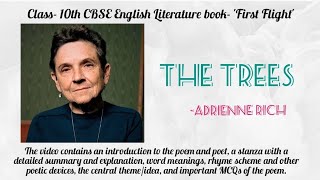 CBSE Class 10 Poem The Trees  Adrienne Rich  First Flight  Summary and Explanation cbscboardexam [upl. by Auqeenwahs228]