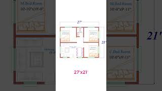 27X21 floor plans  2d house plan floorplan shorts [upl. by Atirb]