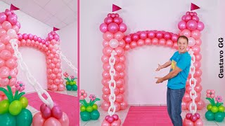 CASTILLO DE GLOBOS 😍  como decorar con globos para cumpleaños🌸😊 decoracion con globos  Gustavo gg [upl. by Ryan]