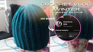 Crochet With Me Winter Ribbed Beanie Crochet Beanie Crochet Winter amp Fall Items [upl. by Eneirda]