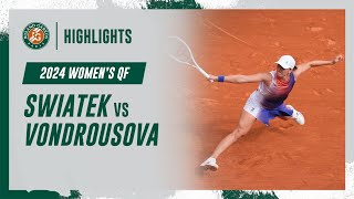 Swiatek vs Vondrousova Quarterfinal Highlights  RolandGarros 2024 [upl. by Suiravad]