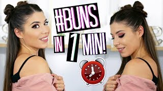 DOUBLE BUNS TUTORIAL  ACCONCIATURA FACILE E VELOCE PER CAPELLI GRASSI  Adriana Spink [upl. by Agueda]