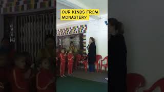 Little monks singing 🎵🎵 Buddhist Monastery ☸❤😍kids buddha viral youtubeshorts shorts [upl. by Nnylanna]