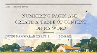 How to number the pages and create Table of Content using MS Word  CSC098 UiTM Dengkil [upl. by Chambers]