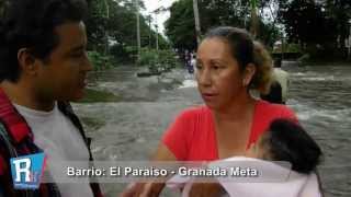 Inundaciones en el barrio Villas de Granada y El Paraíso en Granada Meta [upl. by Atnuahsal585]