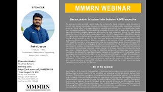 MMMRN Webinar Electrocatalysis in SodiumSulfur Batteries A DFT Perspective [upl. by Sibby55]