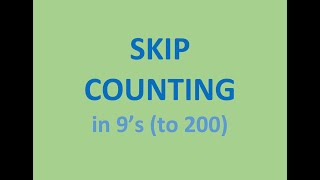 SKIP Counting in 9s  numbers up to 200 [upl. by Anomas854]