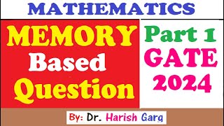 MemoryBased Question  GATE 2024 Mathematics  Part 1  Short Cut Tricks [upl. by Behka524]