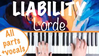 How to play LIABILITY  Lorde  Piano Part Tutorial Accompaniment with Singing [upl. by Llekcm]