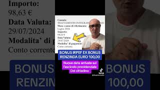 29 LUGLIO ANCORA INPS PAGA IL BONUS IRPEF EX BONUS RENZI youtube letstalk youtubeshorts [upl. by Sitof]