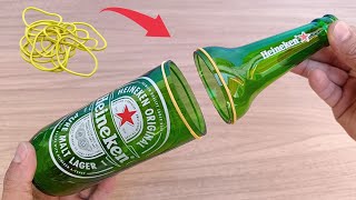 I never thought cutting a glass bottle with a rubber band would be so easy  Amazing [upl. by Unni]