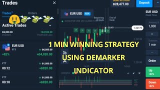 1 Min olymp trade winning strategy using DeMarker Indicator  Binary Options Strategy [upl. by Anemij271]