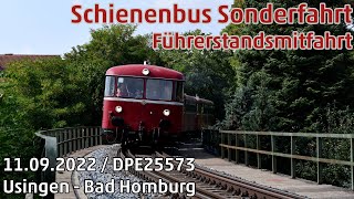 Führerstandsmitfahrt VT98 Usingen  Bad Homburg Sonderfahrt [upl. by Akerue]