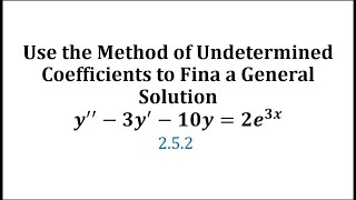 Ex 1 Method of Undetermined Coefficients to Find the General Solution exponential [upl. by Edrahs422]