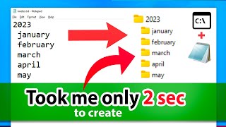 Create multiple folders and subfolders at once on Windows  Notepad  CMD [upl. by Karlik619]