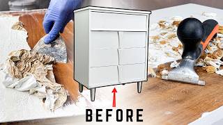 How to Remove Paint from Furniture  MCM Dresser PAINT TO WOOD Restoration [upl. by Dnomed]