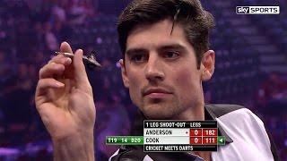 Alastair Cook v James Anderson  World Darts Championship Alexandra Palace [upl. by Anele841]