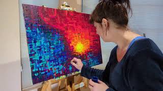 part 3  Making a colorful abstract acrylic painting  Eva Salyer Art is live [upl. by Asilrac]