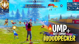 UMP  WOODPECKER🔥 Best Combo Op 1 vs 4 Solo Vs Squad Gameplay 🤯  Free Fire Max 😎 [upl. by Ogilvie181]