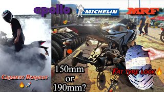 Best 150mm to 200mm Tyre in r15v4  Burnout 🔥 Tyer in cheap price [upl. by Rothwell]