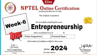 Entrepreneurship Week6 Assignment Answers  NPTEL 2024 [upl. by Helbonnah292]